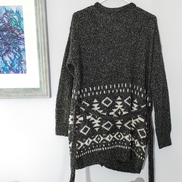 Addition Elle Long Knit Open Cardigan with Tie - Picture 5 of 10